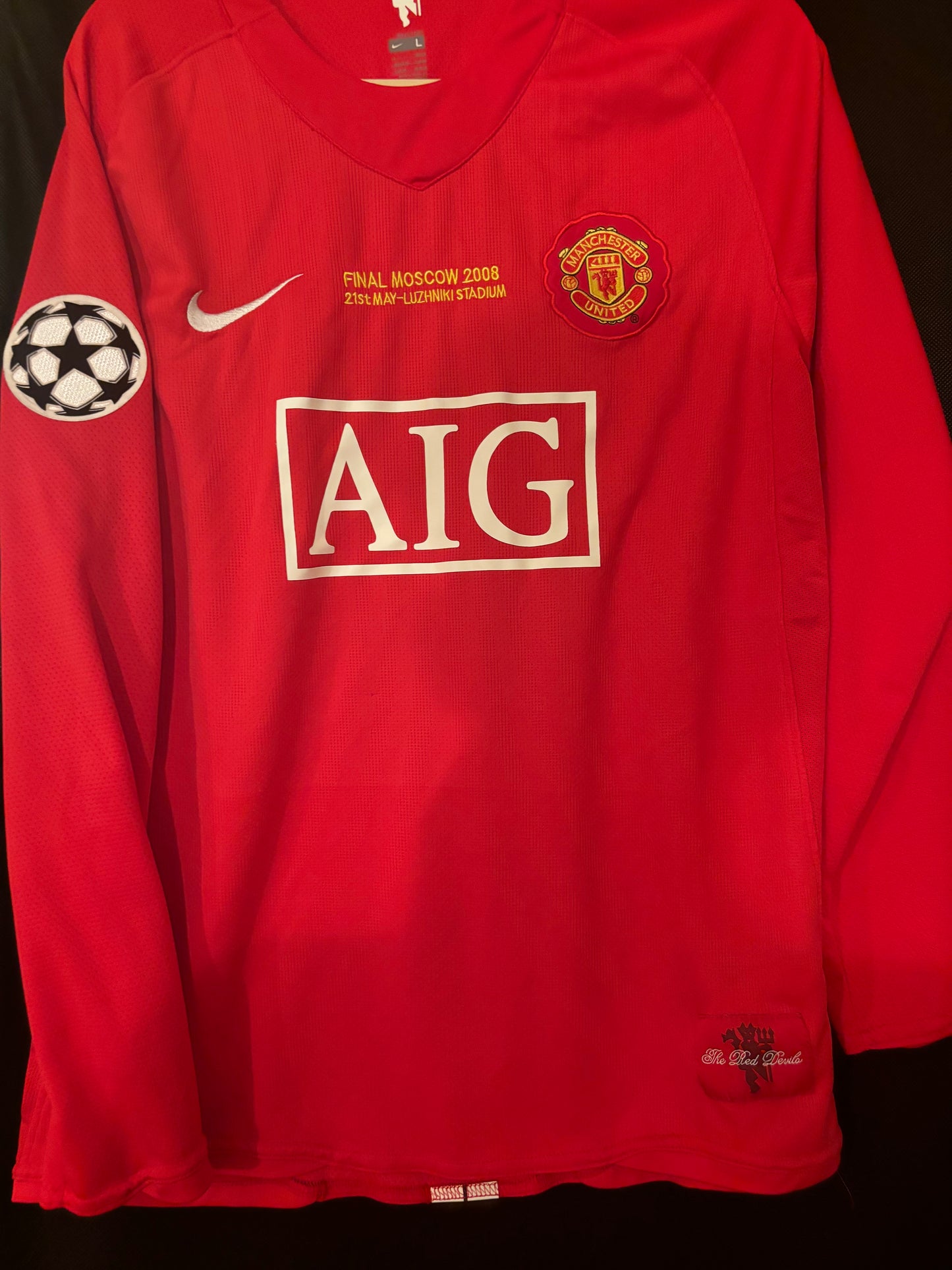 CRISTIANO RONALDO MANCHESTER UNITED 2007/08 CHAMPIONS LEAGUE FINAL KIT